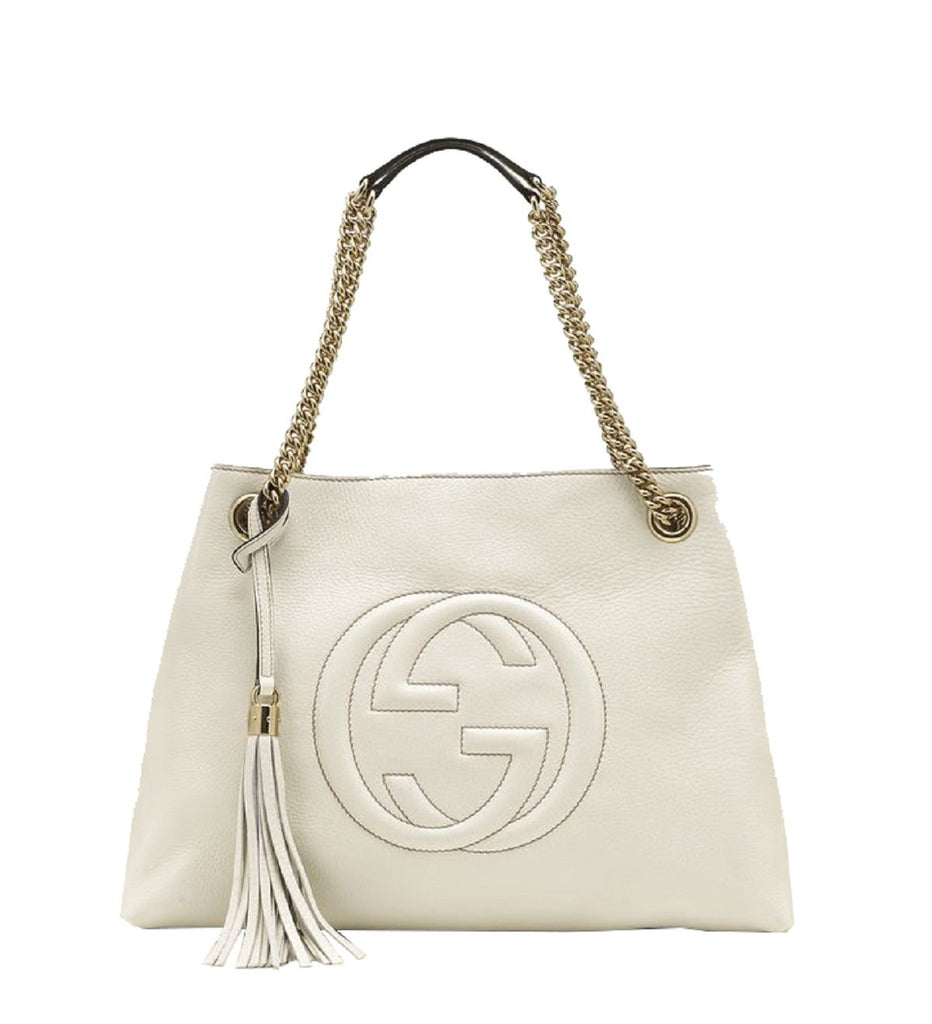 Gucci Soho Tassel Interlocking GG Crossbody Bag Ivory Leather