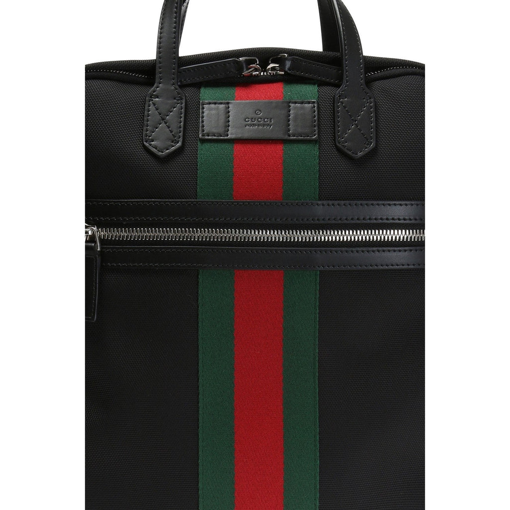 Gucci Black Techno Canvas Web Stripe Backpack Shoulder Bag For Sale at  1stDibs
