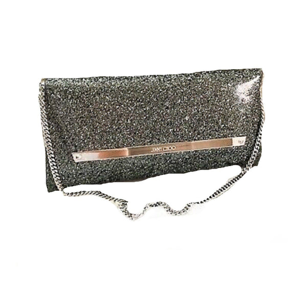 Jimmy Choo Margot Anthracite Silver Coated Glitter Clutch Bag LAG|1000 ...