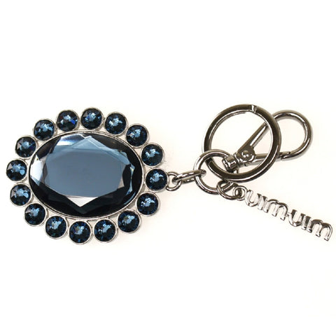 Miu Miu Trick Oval Crystal Dark Blue Plex Charm Key Chain 5TM092 at_Queen_Bee_of_Beverly_Hills