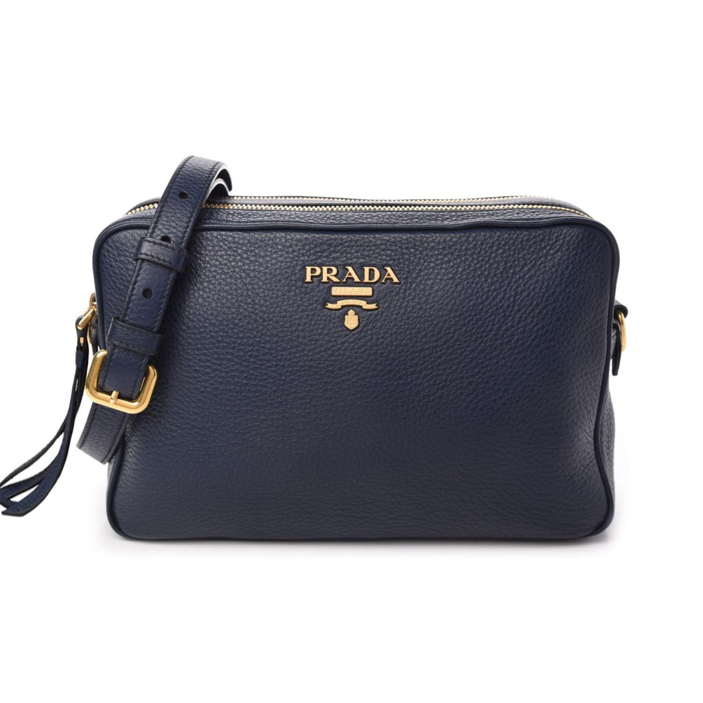 Prada Women's Black Bandoliera Vitello Phenix Leather Crossbody Bag 1BH079