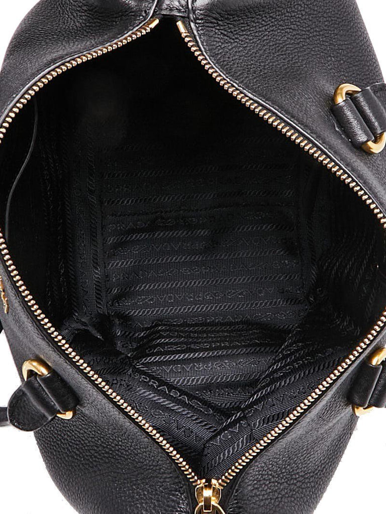 PRADA Bauletto Vitello Phenix Calf Leather. Medium Satchel Bag. STYLE #  1BB086 