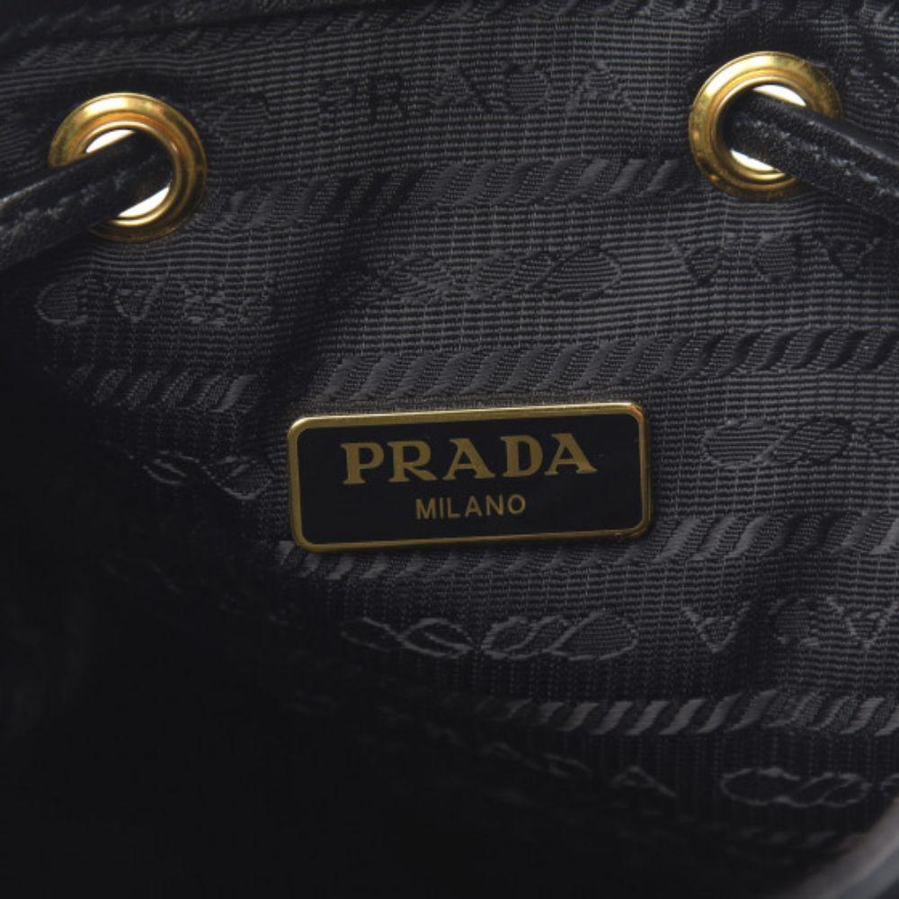 Prada Black Canvas Jacquard Logo Convertible Small Bucket Bag 1BH038 –  Queen Bee of Beverly Hills