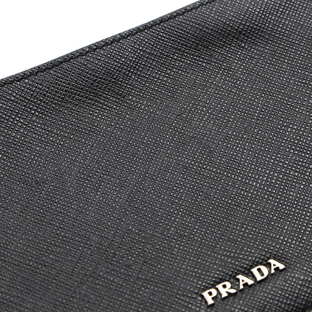 Saffiano Leather Phone Case With Logo in Black - Prada