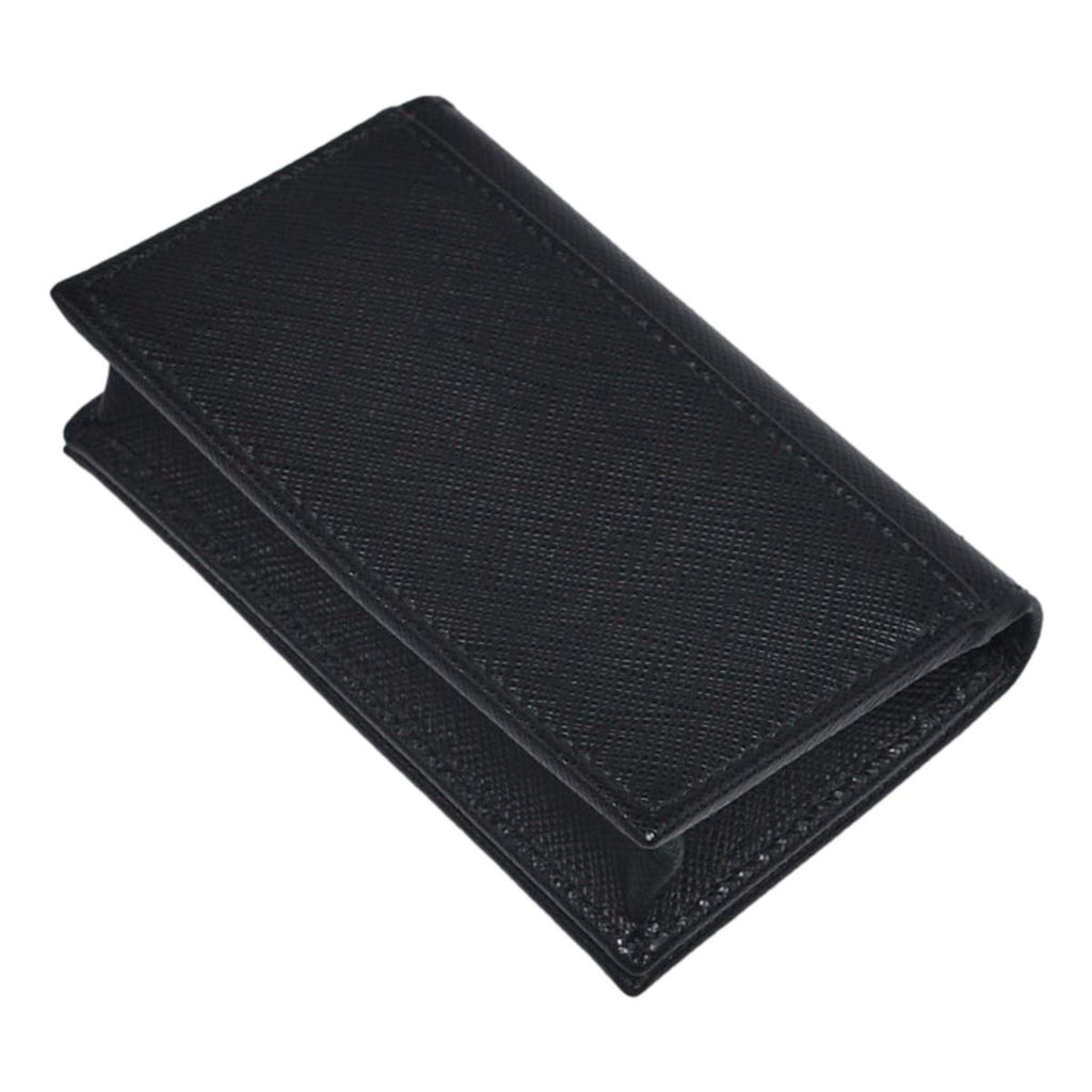 Prada Octagon Print Saffiano Credit Card Wallet In Black