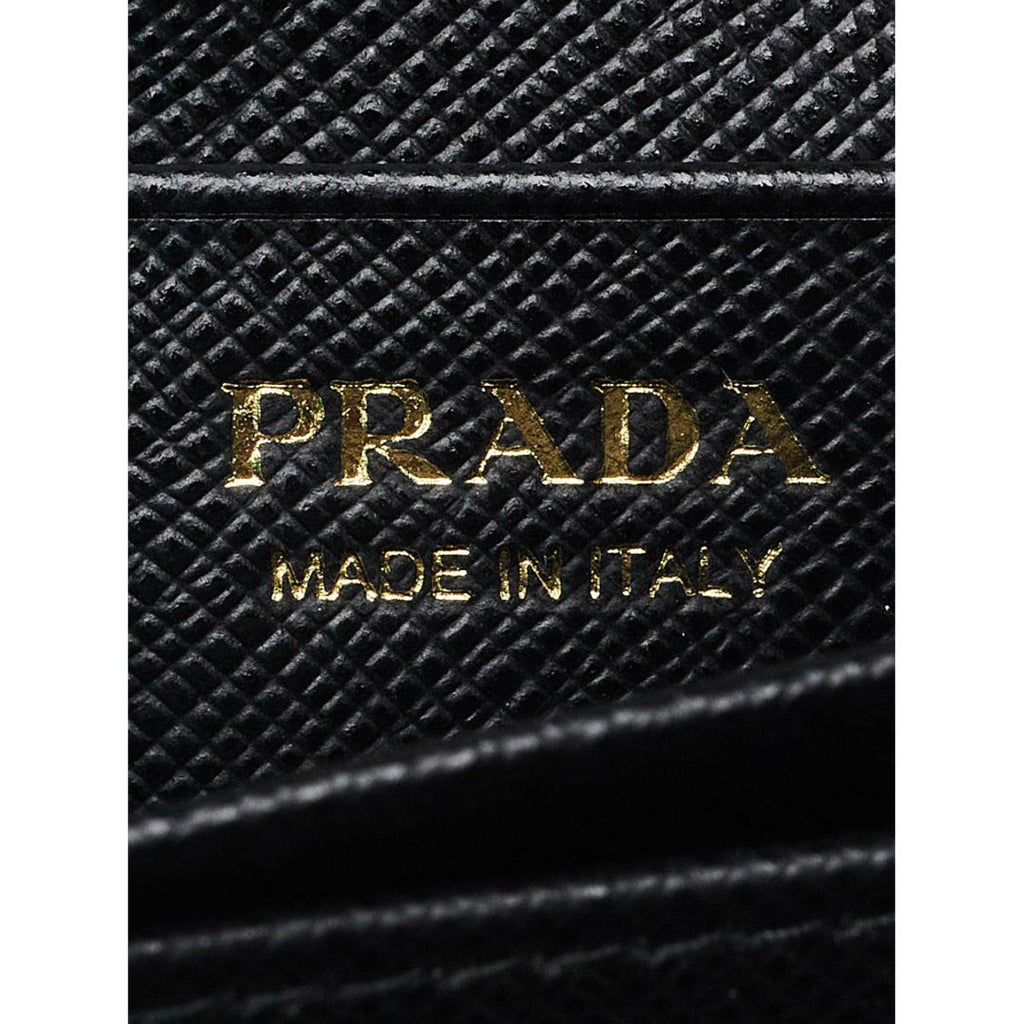 Prada Card Case Business Holder Saffiano Leather Logo Black Made In Italy