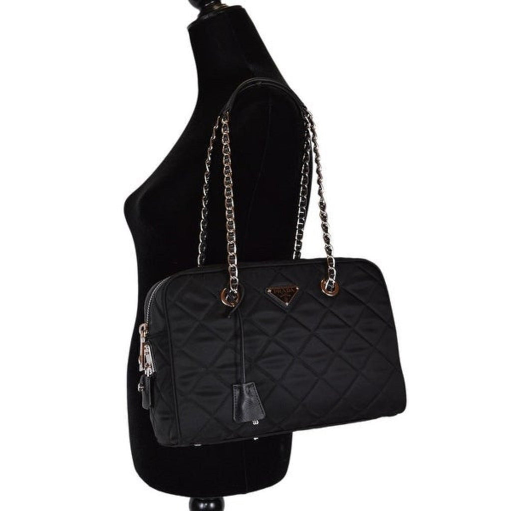 Prada Black Tessuto Nylon Quilted Shoulder Handbag – Queen Bee of