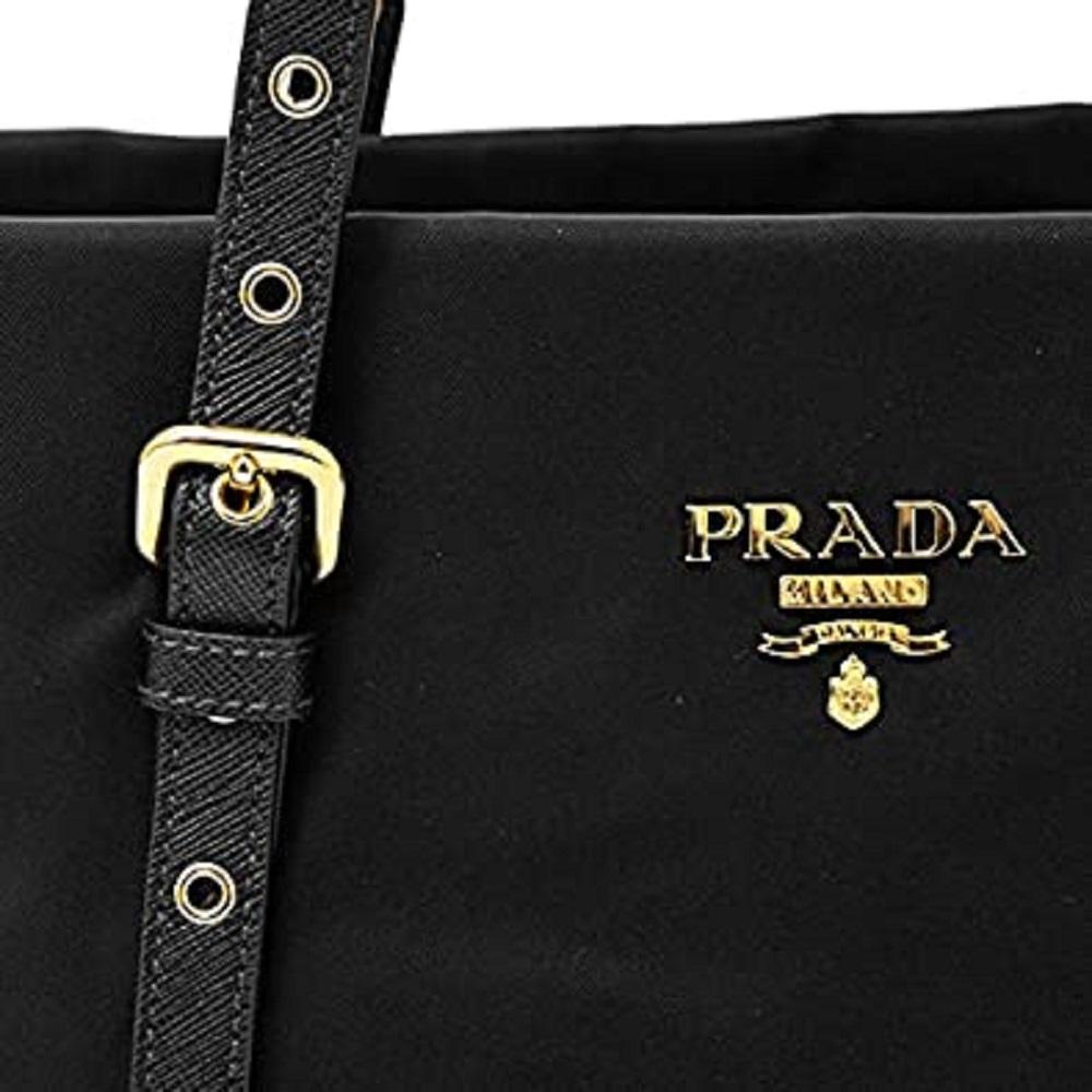 PRADA: shoulder bag in nylon and saffiano leather - Black