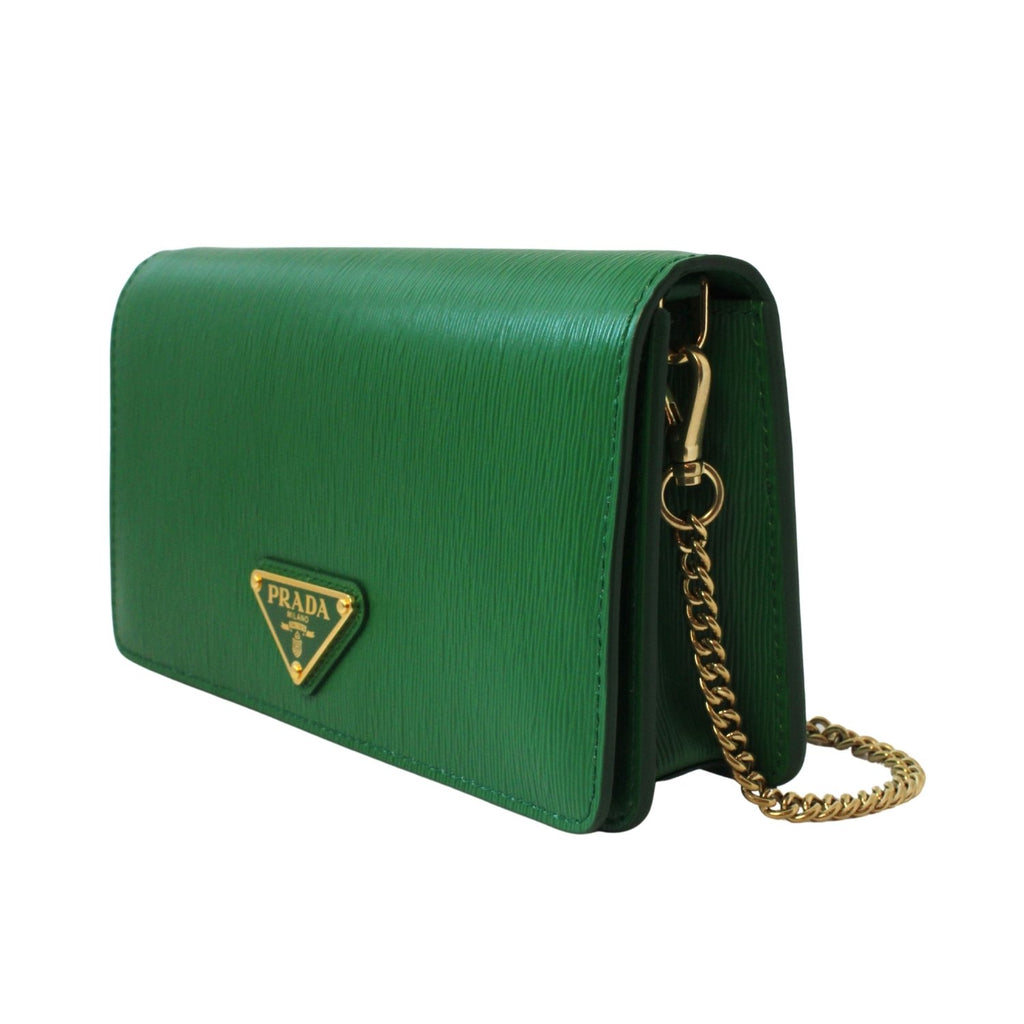 Prada Triangle Double Leather Mini Bag in Green