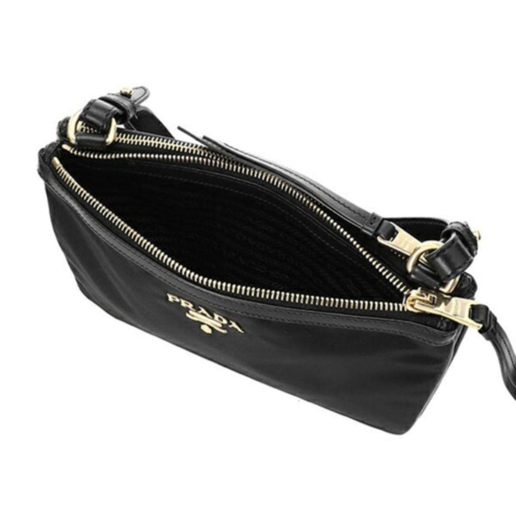 JomaShop.com Prada Ladies Pattina Tessuto Leather Crossbody - Black 1850.00