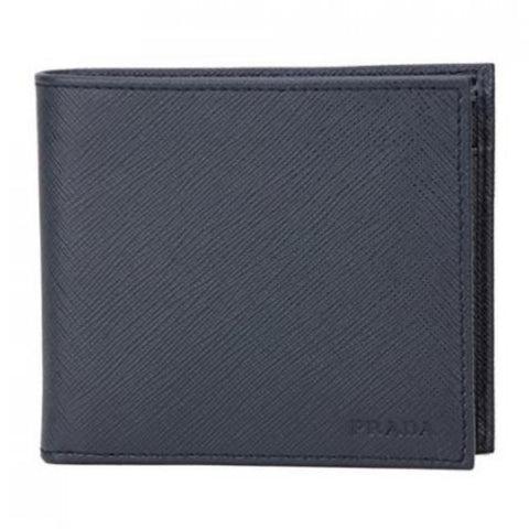 Prada Men's Baltico Blue Saffiano Leather Logo Billfold Bifold Wallet 2MO738 at_Queen_Bee_of_Beverly_Hills