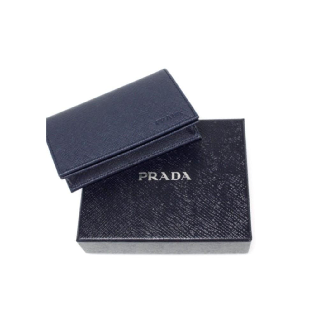 Prada Mens Saffiano Flap Card Holder Wallet Baltico Blue – Queen Bee of  Beverly Hills
