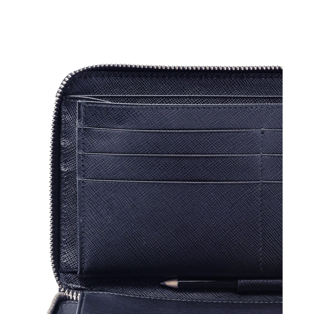 Prada Navy Blue Saffiano Leather Zip Around Document Holder Wallet 2ML –  Queen Bee of Beverly Hills