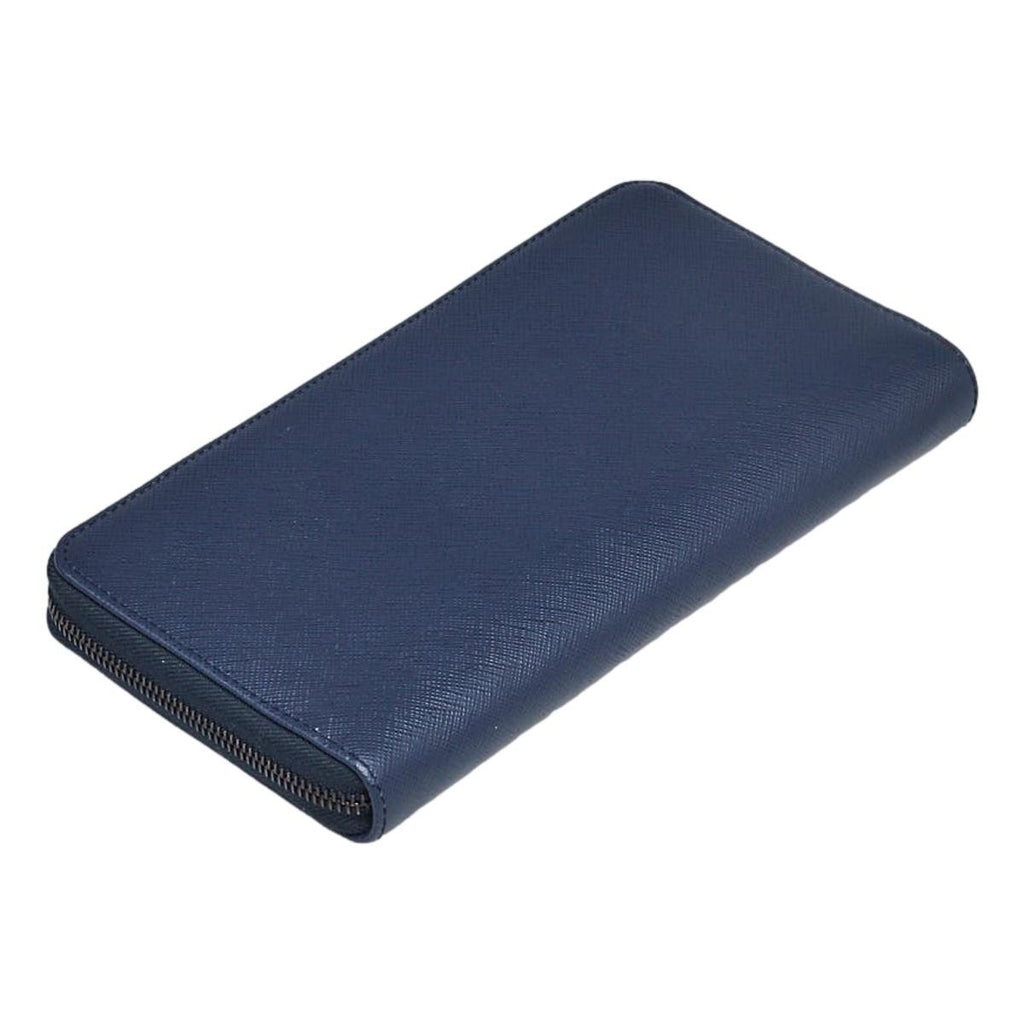 Prada Saffiano Wallet Zipper Closure Travel Document Holder Card Slots Blue  New