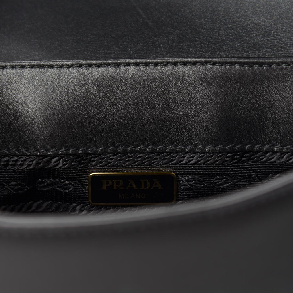 Prada Pattina Shoulder Bag Small Marble in Leather with Silver