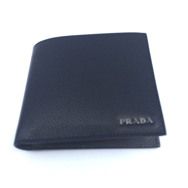 Prada Men's Wallet Black Gray Vitello Micro Grain Leather Bifold 2MO51 ...