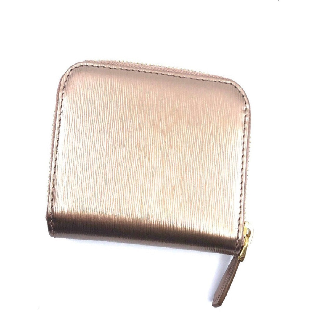 Prada Portamonete Vitello Move Rose Gold Metallic Leather Zip Around W ...