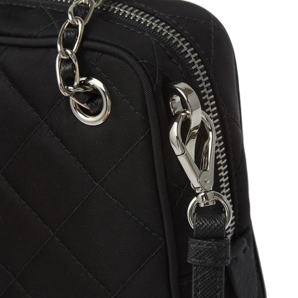 PRADA: nylon shoulder bag with triangular logo - Black
