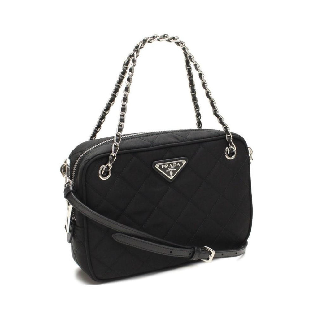 PRADA Triangle logo Nylon Mini Boston bag Handbag Black Vintage Old kh