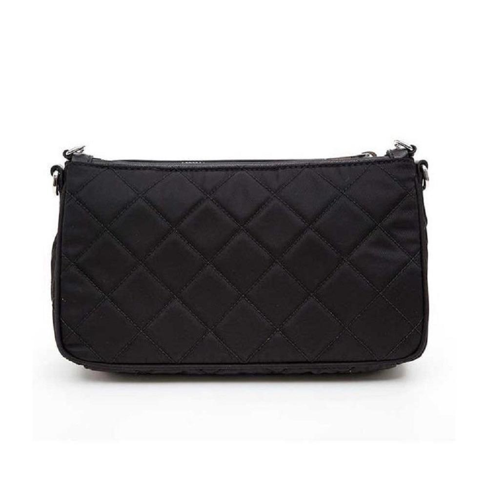 Prada Black Chevron Quilted Tessuto Bag with Gold Chain. Good to, Lot  #16048