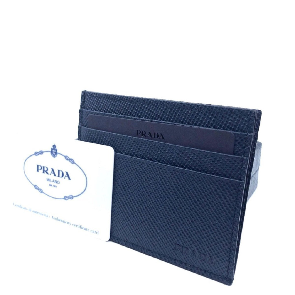 Prada Saffiano Cuir Bluette Blue Leather Card Holder 2MC223 – Queen Bee ...