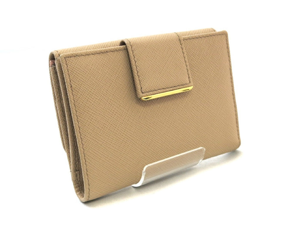  Prada Womens Beige Saffiano Leather Small Wallet