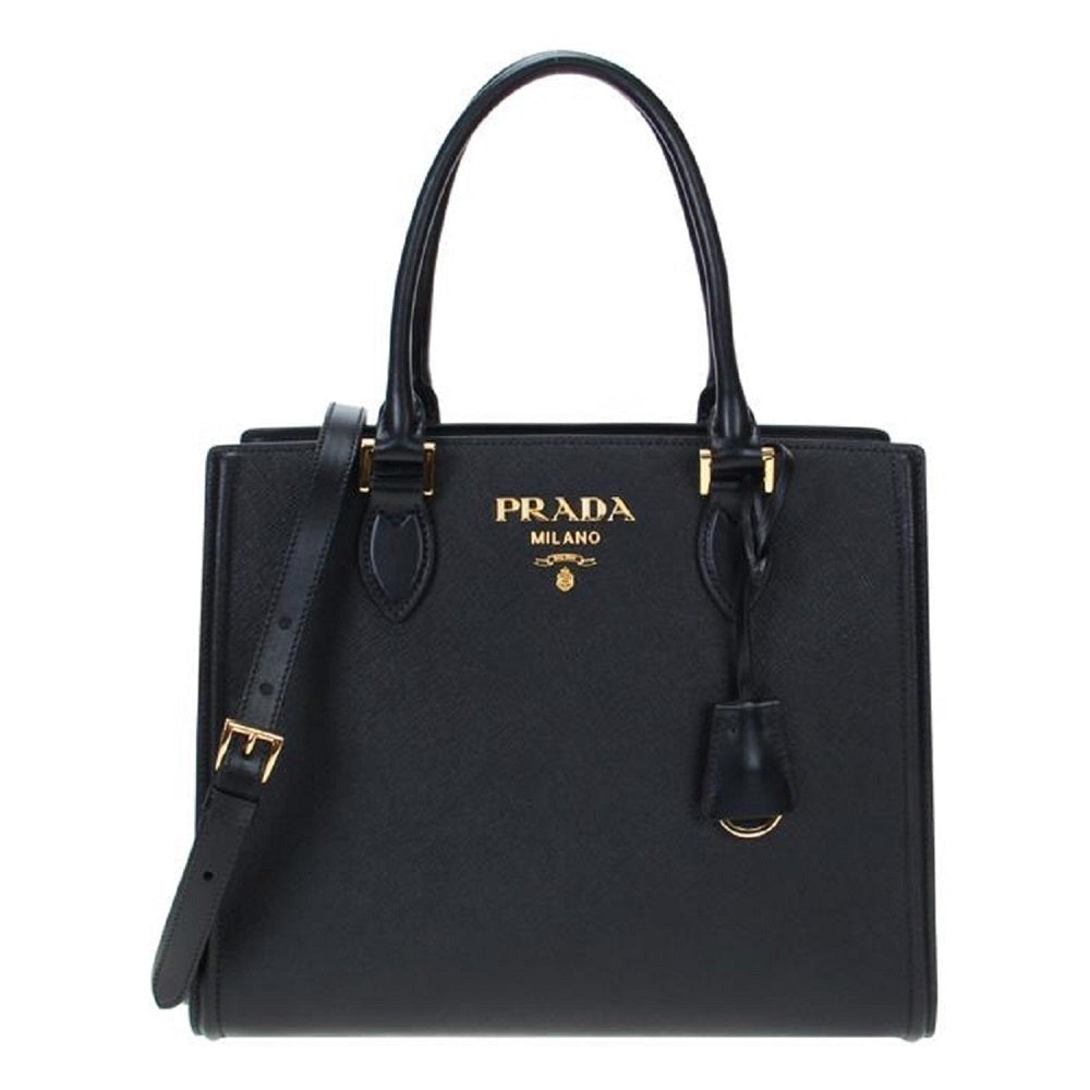 Prada Soft Mini Leather Tote Bag in Black - Prada