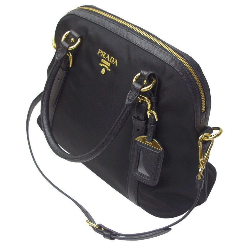 Prada Black Tessuto Nylon Leather Two-Way Satchel Handbag – Queen