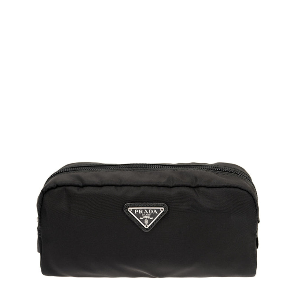 Genuine Prada Nylon Pouch Makeup Cosmetic Case Clutch Bag Travel Black  Women'S