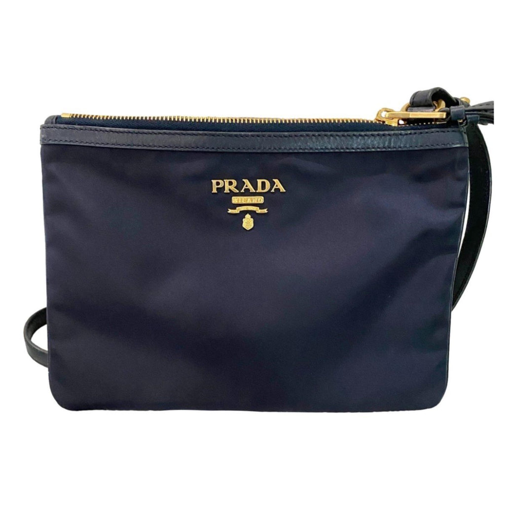 Pre-owned Prada Saffiano Leather Double Zip Clutch