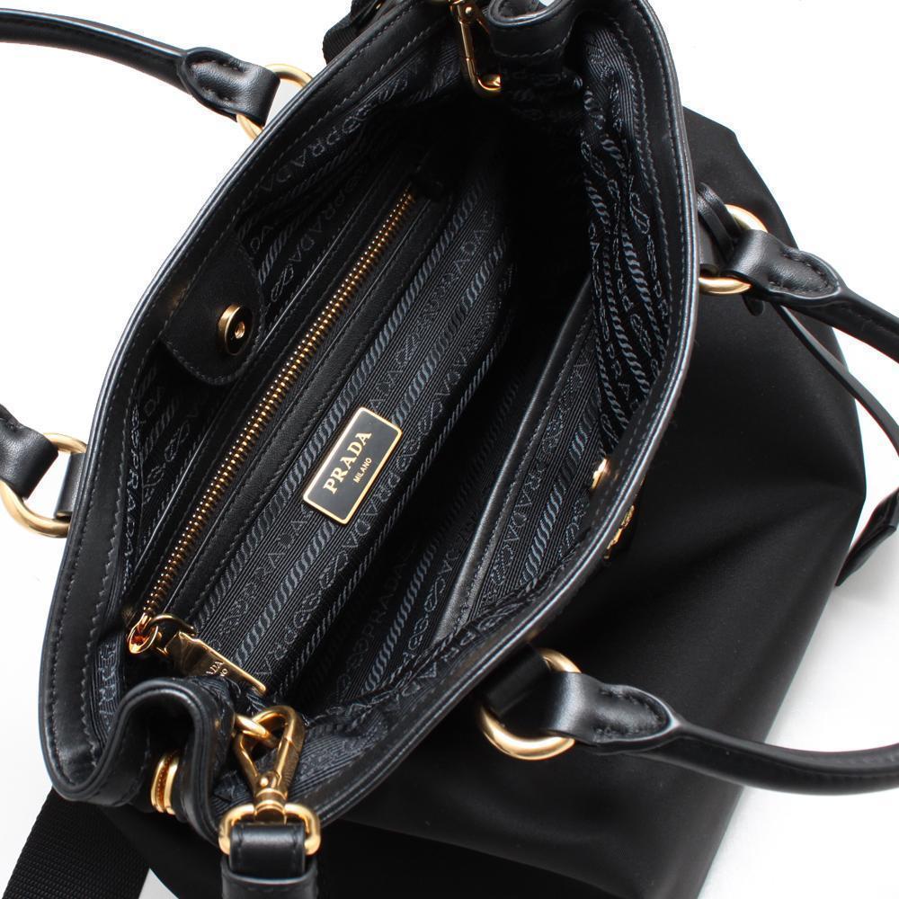 Prada Tessuto Nylon Saffiano Leather Trim Black Small Satchel 1BA275 – ZAK  BAGS ©️