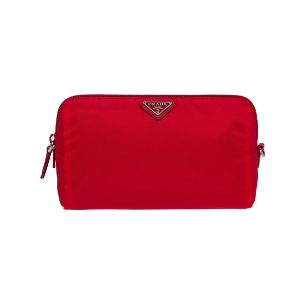 Prada Necessaire Tessuto Nylon Red Triangle Logo Toiletry Case 1NA693 ...