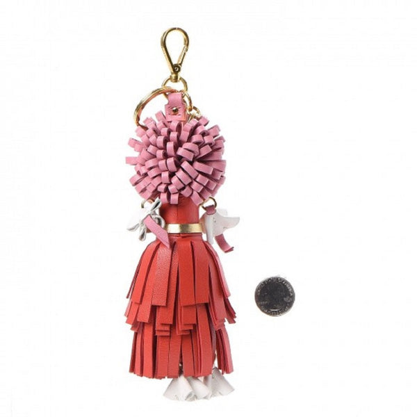 Prada leather logo-print keyring - Pink