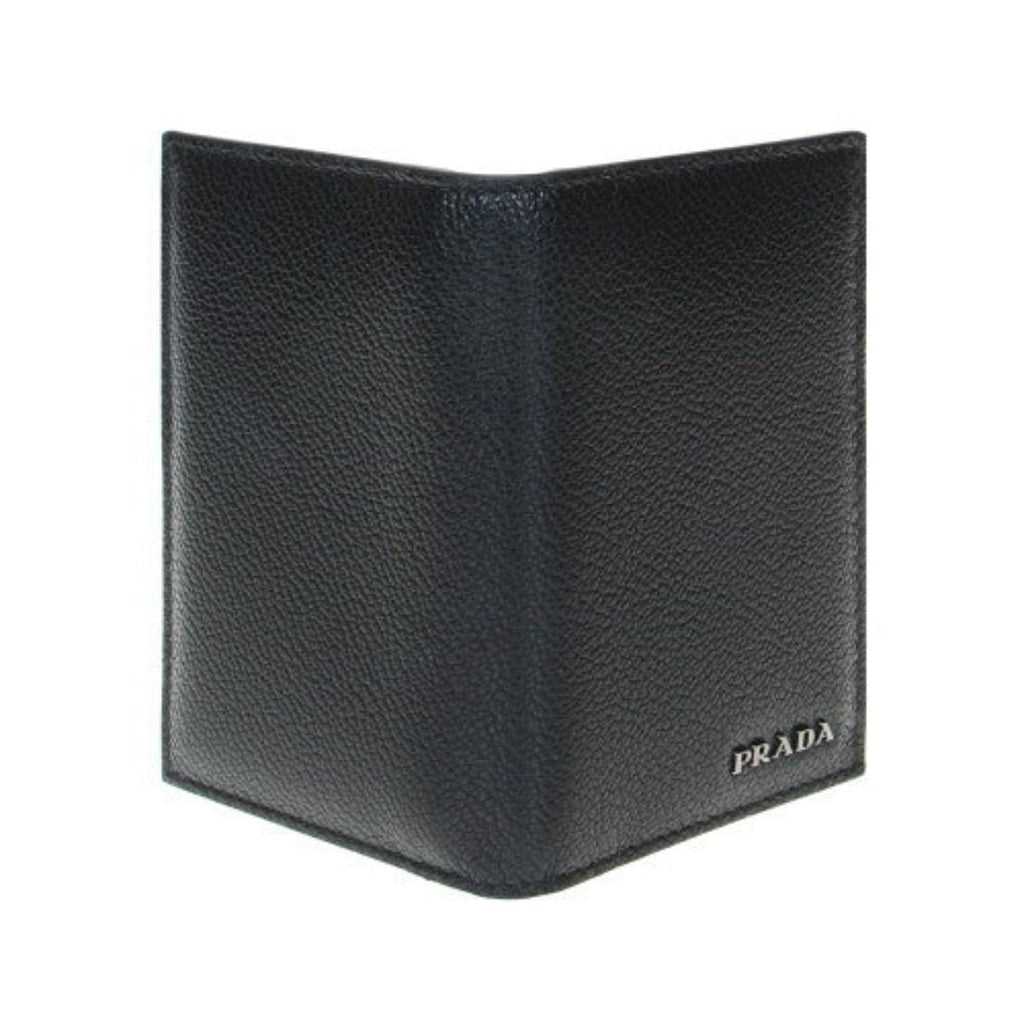 Prada Vitello Micro Grain Leather Black and Gray Card Holder Wallet – Queen  Bee of Beverly Hills
