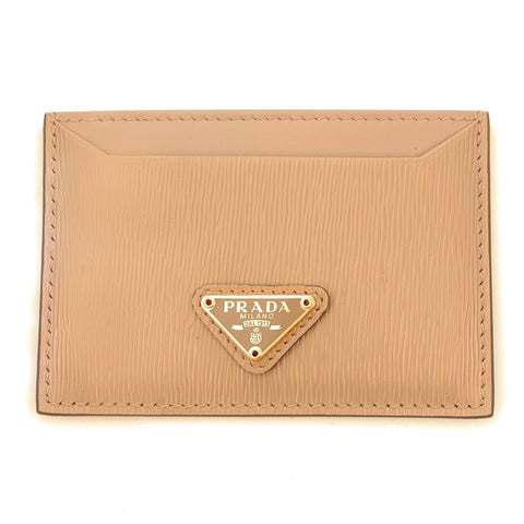 Prada Vitello Move Cipria Beige Leather Triangle Logo Card Wallet 1MC208 at_Queen_Bee_of_Beverly_Hills