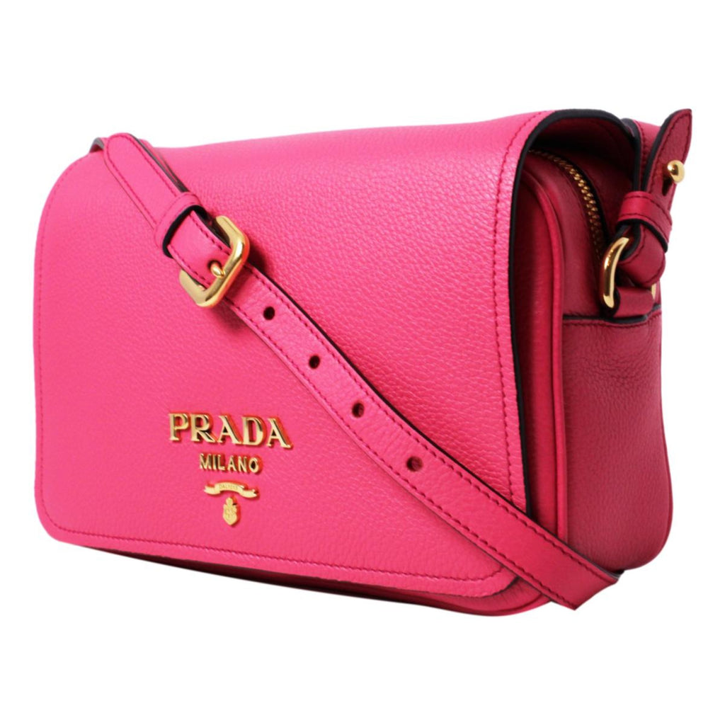 PRADA Mini Wristlet Crossbody Camera Handbag in Red smooth leather