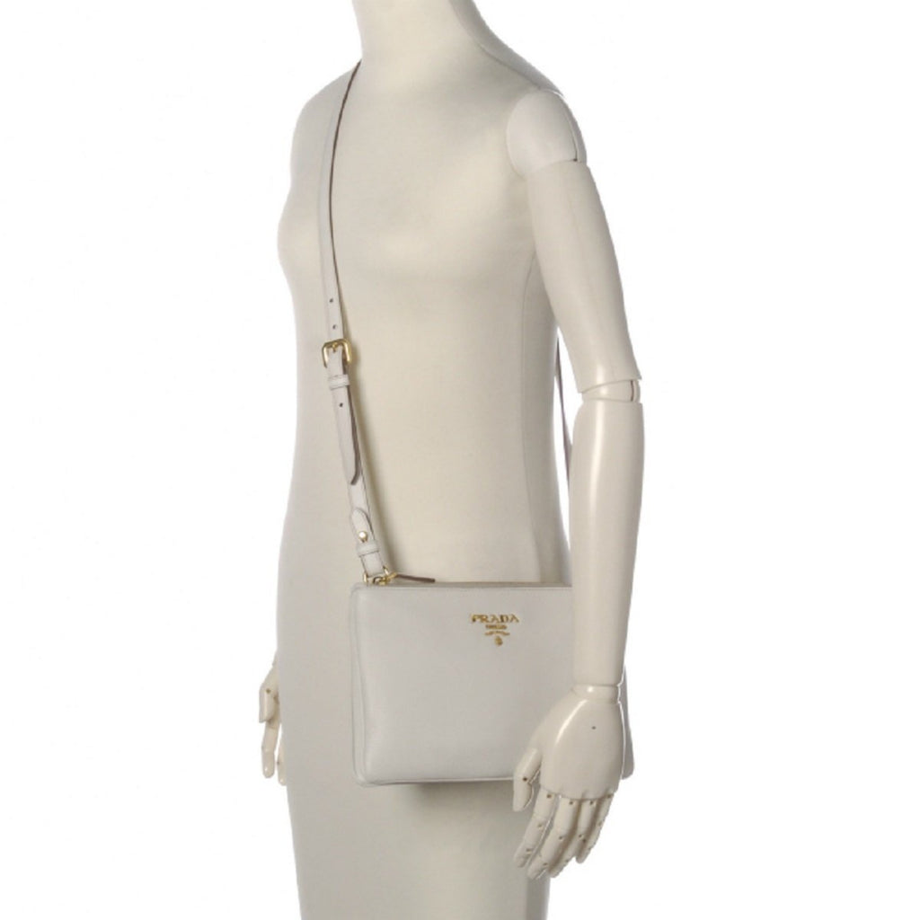 Prada Vitello Phenix White Leather Double Zip Camera Crossbody – Queen Bee  of Beverly Hills