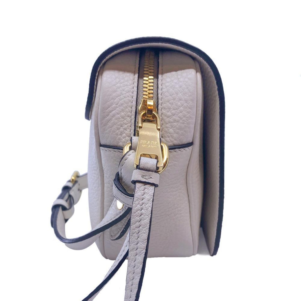 Prada Flap Vitello Phenix Ivory Leather Cross Body Bag – Queen Bee