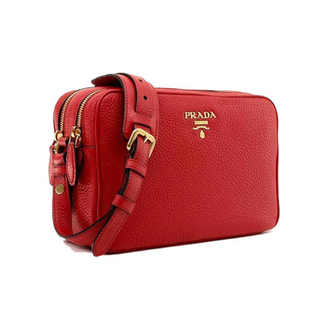 Prada Beige Vitello Phenix Leather Double Zip Crossbody Bag 1BH079:  Handbags