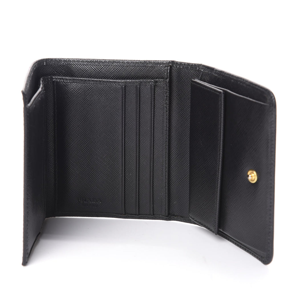 Love my new Prada Saffiano Tri-Color leather wallet in black $515