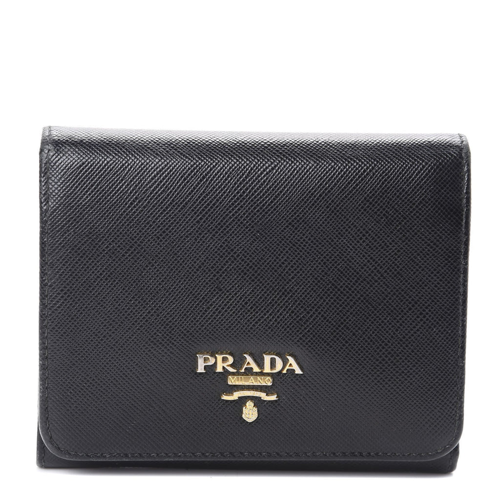 Prada Nero Black Grey Saffiano Cuir Leather Billfold Wallet 2MO513 – Queen  Bee of Beverly Hills