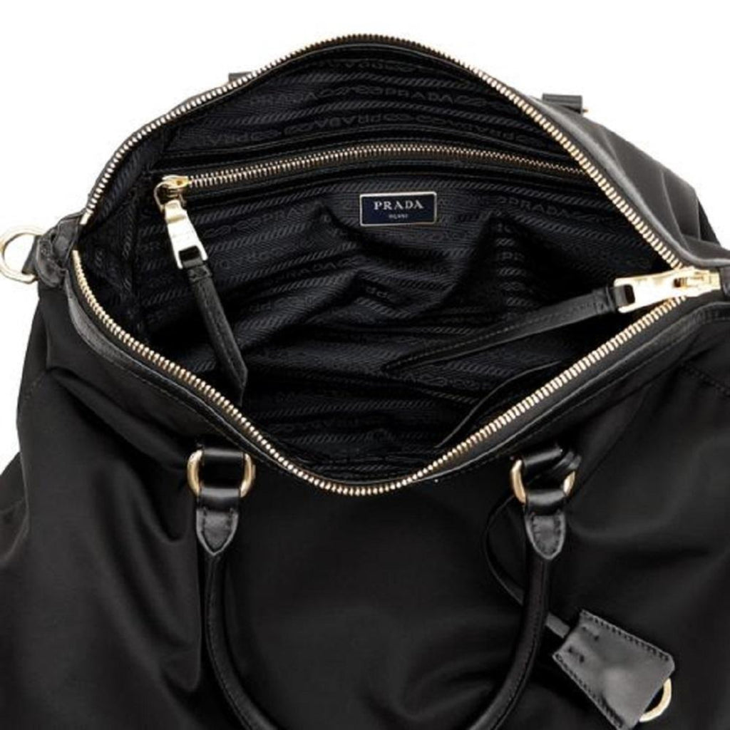 Prada Tessuto Nylon Saffiano Leather Black Top Zip Tote Bag – Queen Bee of  Beverly Hills