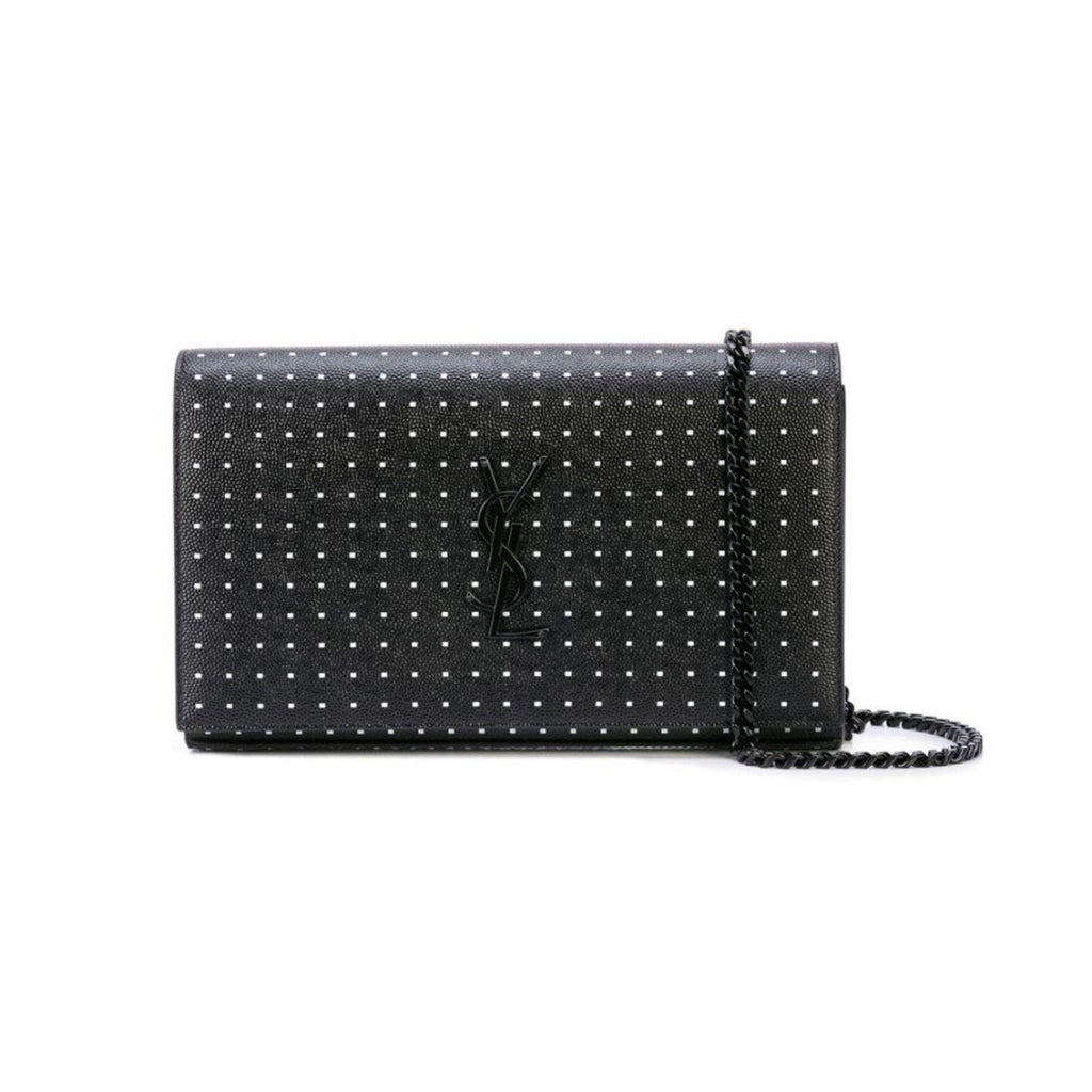 Kate monogramme leather clutch bag Saint Laurent Black in Leather