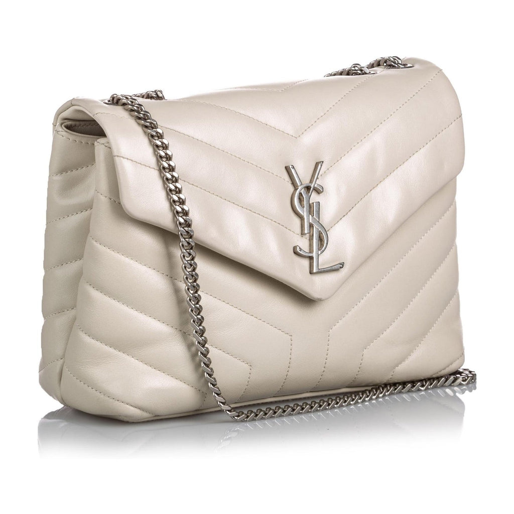 Saint Laurent Loulou Small Leather Shoulder Bag - White
