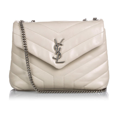 Saint Laurent Loulou Ivory Leather Matelasse Medium Shoulder Bag 458716 at_Queen_Bee_of_Beverly_Hills