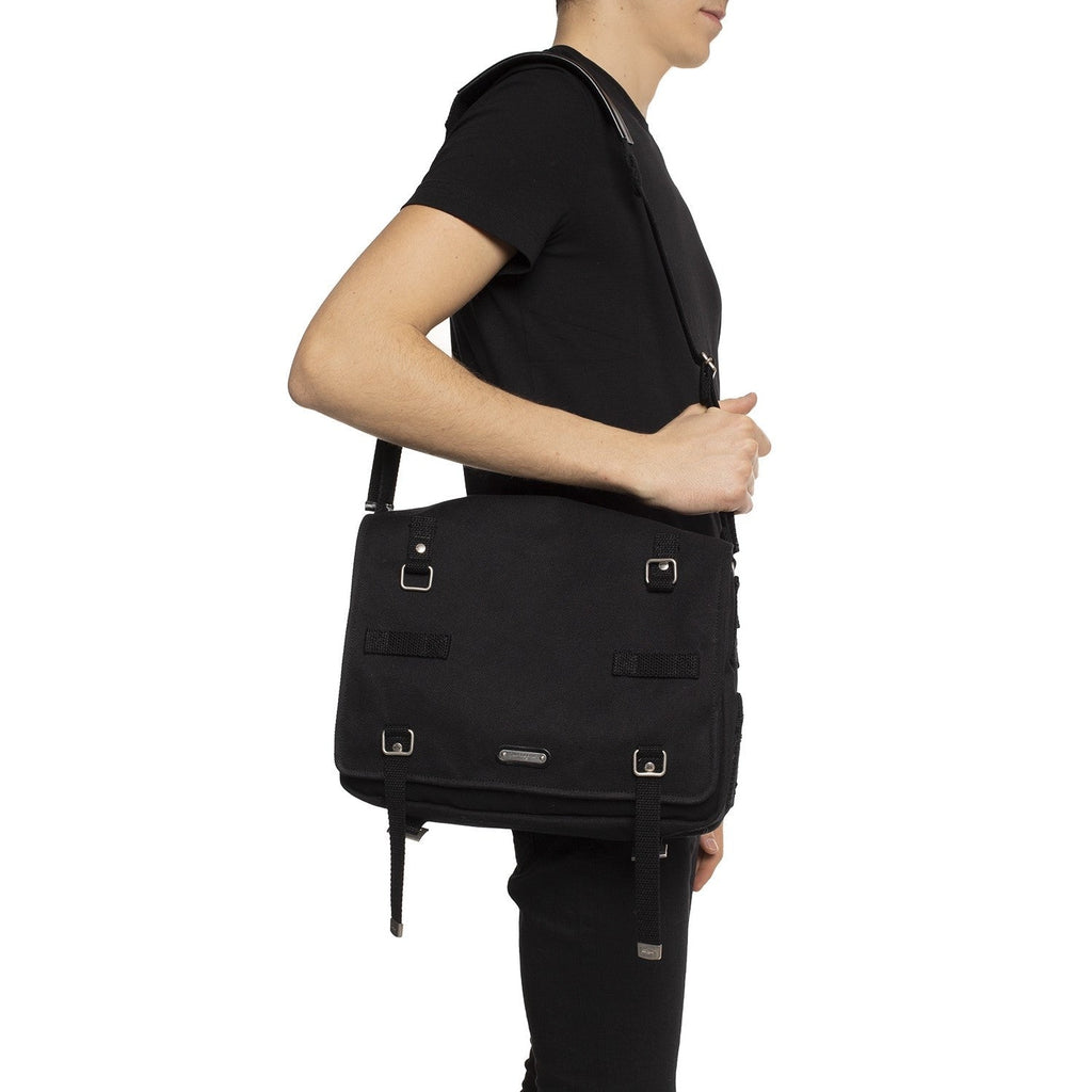 Saint Laurent Logo Plaque Shoulder Bag Quilted Black