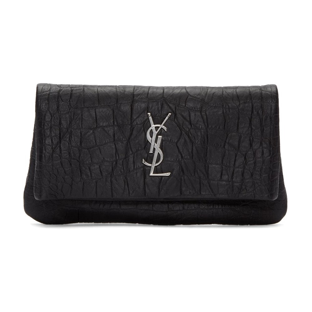 Saint Laurent Black Crocodile Calf Leather YSL Monogram Wallet 529875 –  Queen Bee of Beverly Hills