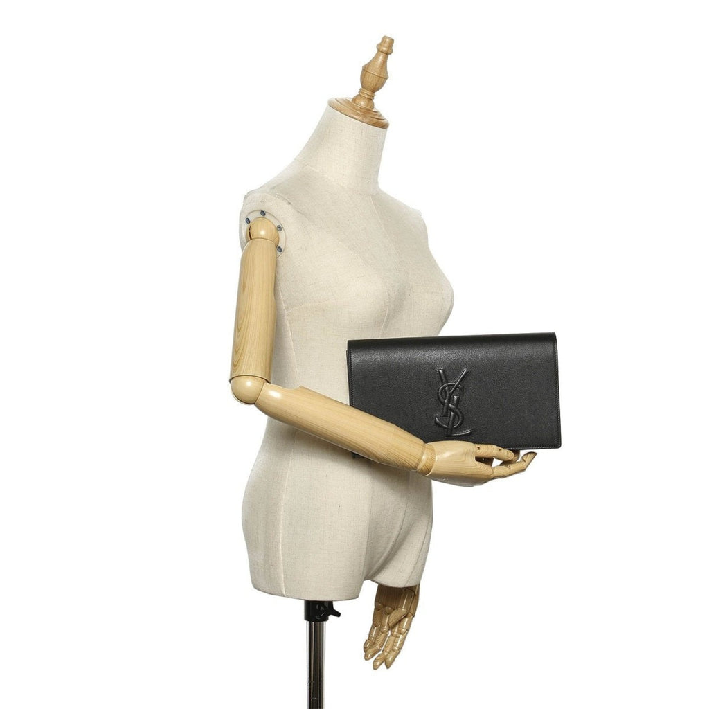 Belle de jour leather clutch bag Yves Saint Laurent Black in
