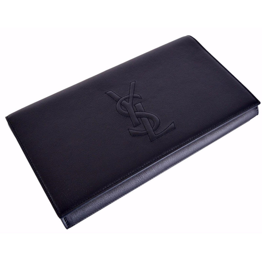 NWT Saint Laurent YSL Belle de Jour Black Leather Large Clutch Bag 568937