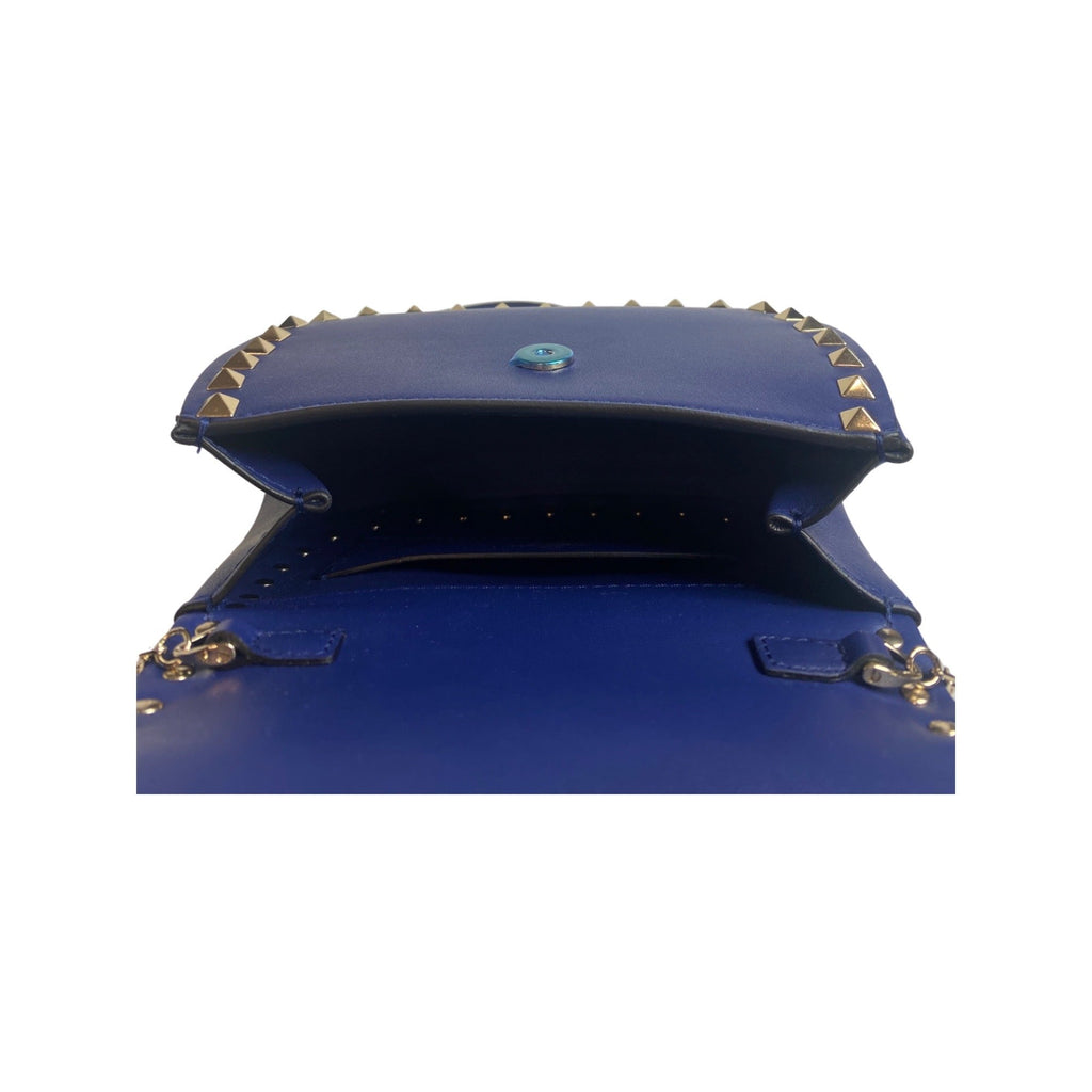Valentino Bright Blue Smooth Leather Rockstud Mini Backpack Bag